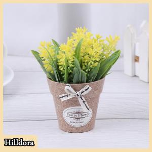 [Hilldora] ต้นไม้ประดิษฐ์สำหรับตกแต่งดอกไม้ปลอมพืชสีเขียวบอนไซกระถางขนาดเล็ก