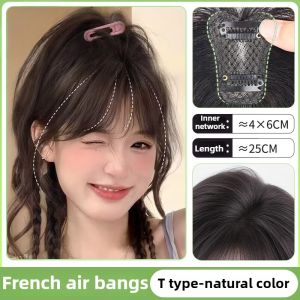 Real Human Hair Wigs 3D Bangs Invisible Hair Bangs Extensions Fluffy Hair Concealing Thinning Hair Cover White Hair  Lightweight Breathable Wig Straight Hair Hairpiece