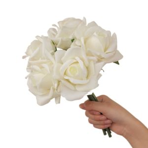 LSMSMAVDS 5 Heads Artificial Rose Flower Branch Curled Edge Real Touch Simulation Rose Flower Photography Prop Realistic Fake Flowers Home Living Room Decor
