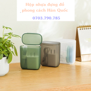 Hộp Nhựa Trong Đựng Dây CápTai Nghe Chìa Khoá Có Nắp Đậy Phong Cách Hàn Quốc Tiện Dụng