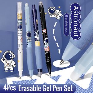 4Pcs Ballpen with Eraser Set Erasable Gel Pens 0.5mm Black/Blue Ink Quickly-drying Student Writing Erasable Pens School Supplies