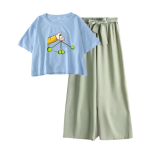 Joy Sana Setelan Remeja Perempuan Motif Mainan Viral Lato Lato (Atasan Crop Dan Celana Kulot)