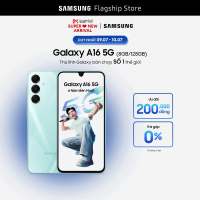 [SIÊU SALE GIỮA THÁNG 15-17.6] Điện thoại Samsung Galaxy A16 5G (8GB/128GB), màn hình Super AMOLED 6.7", kháng bụi nước IP54, bền mượt 6 năm