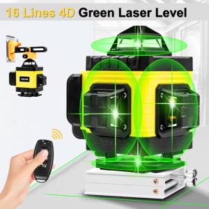 COD Taffware Laser level 4d 16 line komplit alat tukang bangunan Waterproof with Remote PR 16A