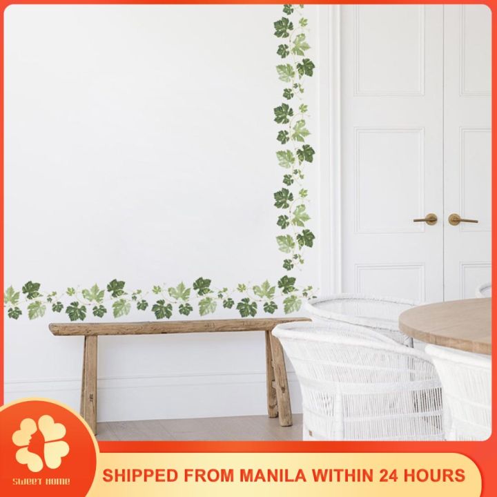 Green Vine Wall Decal Evergreen Ivy Leaves Wall Sticker Green Rattan ...