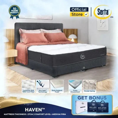 SERTA Haven [Medium Firm] - Kasur Spring Bed with Cooling Tech [Mattress Only]