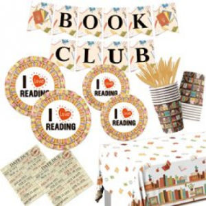 Book Club Party Supplies Set Tableware Banner Paper Plate Cup Napkin Forks Tablecloth Library Reading Lover Table Decorations