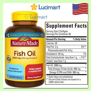 Viên uống dầu cá Omega 3 Fish Oil [Hàng Mỹ]