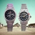 นาฬิกาข้อมือ SWISS Army S.A.W. Co Superlite Quartz รุ่น DC8054/1 หน้าปัดสีดำ ตัวเรือน สาย Stainless steel มีวันที่ SWISS MADE 1985. 