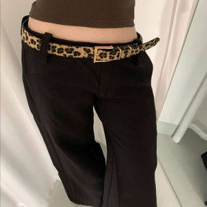 Leopard Square Buckle Belt Snake Pattern Belt Narrow Belt Fashion and Simple Sweet Cool Style Jeans Decoration Leopard Belt for Woman