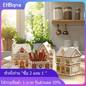 [COD] EHBqna KITCHEN ชุดเครื่องเทศสำหรับบ้านในวันหยุดขวดโหลขนมปังขิงคริสต์มาสขนาดเล็กของตกแต่งตามเทศกาลเคาน์เตอร์ครัวเทียนคริสต์มาส