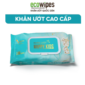 HÀNG CÔNG TY_Khăn ướt Happy Kids gói 100 tờ không mùi không parabens chuyên dùng cho em bé