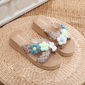 [Free Shipping] WomenS Sandals With Faux Straw Weave Cross-Strap Design Thick Platform Sole And Ethnic-Inspired Style Perfect For Outdoor Travel