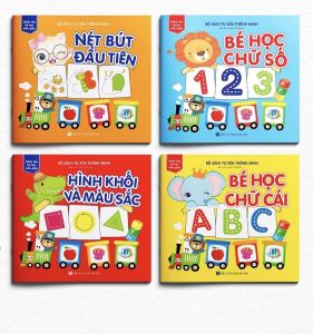 Bộ 4 Cuốn Tự Xóa Thông Minh Chữ CáiChữ sốnét bút đầu tiênhình khốiphép tínhtoán tư duy tặng kèm 02 bút