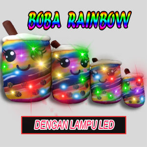 Boneka Boba Pelangi Rainbow dengan Lampu LED Menyala