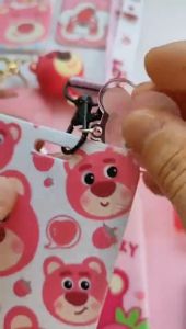 【𝗥𝗲𝗮𝗱𝘆 𝗦𝘁𝗼𝗰𝗸】Strawberry Bear Card Holder Long Lanyard with Pendant Cartoon Lotso Student Campus Card Set Bus Girl Meal