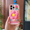 ขาตั้งยืดหด 3D พร้อมเคสศัพท์ซิลิโคนรูปดอกไม้สำหรับ iPhone 13 14 15 16 Pro Max เคสซิลิโคนอ่อนนุ่มสำหรับเคส iPhone 16 Pro Max. 