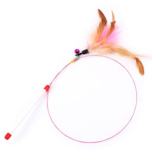 Cat Teaser Pet Cat Puppy Teaser Bell Feather Retractable Stick Rod Funny Interactive Toy