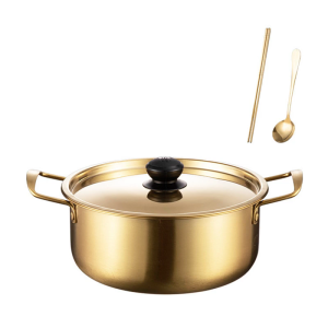 Korean Style Noodles Cooking Pot With Cover Comes and Eating Utensils Portable Stainless Steel Soup Pot