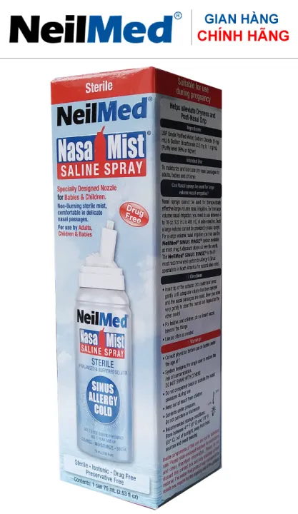 NeilMed NasaMist Saline Spray Isotonic 75ml-Chai Xịt rửa Mũi phun sương siêu mịn- Xuất Xứ Mỹ