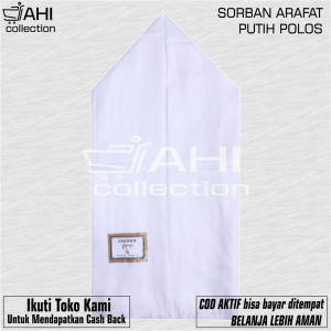 Sorban Haji Polos Putih Surban Tenun Arafat Polos Bahan Halus Ecer Grosir Berkualitas