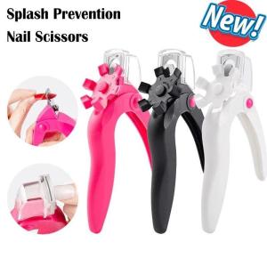 Nail Art Edge Cutter Acrylic U-shaped French False Nail Tips Clipper Trimmer Manicure Tool Care with Anti-Splash Cover