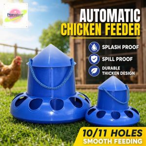 Automatic Poultry Feeder Splash Proof Spill Proof Thicken Plastic Multiple Holes Suitable For Chicken Pigeon Quail Budgie Cockatiel Birds Dispenser