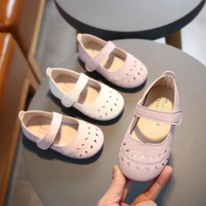 All-match Breathable Cut-outs School Girls Shoes 2025 Spring Summer Leaf White Pink Purple Children Party Wedding Sandals I04143