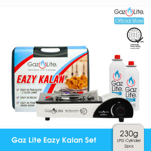 Gaz Lite White Eazy Kalan (Portable LPG Stove) + 2 Gaz Lite Mate 230g LPG Cylinders