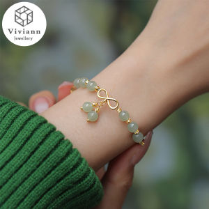 Viviann Bow HeTian Jade Bracelet Charm Bracelets & Bangles green jade Bracelet For Women beads pendant Jewelry Cherry Pendant Bracelet Jewelry For Women Gift