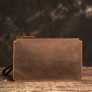 NUPUGOO perniagaan lelaki Clutch Bag kulit asli hitam kasual kapasiti besar Purses berkualiti tinggi Wallet Man Bag untuk 7.9 inci Ipad