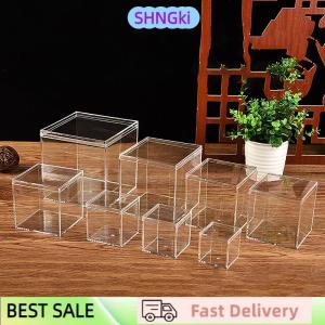 SHNGki Clear Acrylic Square Cube Box With Lids Durable Candy Box   Multiple Uses Transparent Case Organizer Container