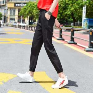 กางเกงขายาว บาง กางเกงกีฬา สะดวกสบาย ดูผอมลง สีเทา แฟชั่น ผูกเท้า ระบายอากาศได้ดี