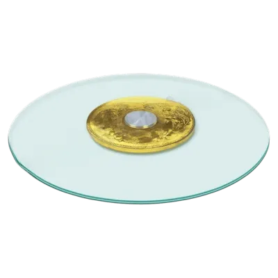 FOUNDTWO Tempered Glass Lazy Susan Turntable Large Round Clear Tabletop Swivel Plate Solid Wood Base Thick Proof Dining Table Turntable Dining Table
