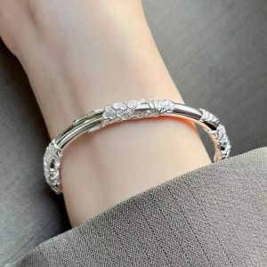 S999 Silver Plated Bracelet Womens Silver Jewelry Bracelet Ancient Silver Bracelet Simple High-end Flower Bracelet Bracelet
