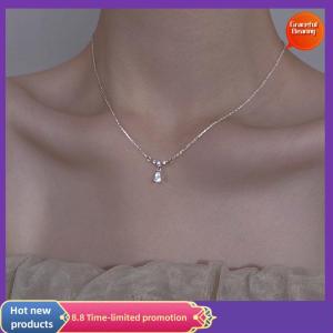 Graceful Fashion Water Drop Pendant Necklace Clavicle Chain Women Trendy Simple Tiny Rhinestone Jewelry Temperament Party Wedding Gift