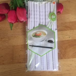Bộ 10 đôi đũa melamine trắng bóng 2 đầu xoắn 22.5 cm / 24.7 cm