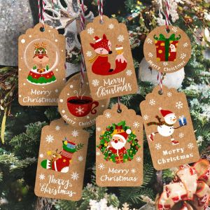 WENTIVV Gift 50pcs DIY Crafts For Home Party Supplies Hanging Label Wrapping Cards Gift Decor Tags Thank You Label Christmas Decorations