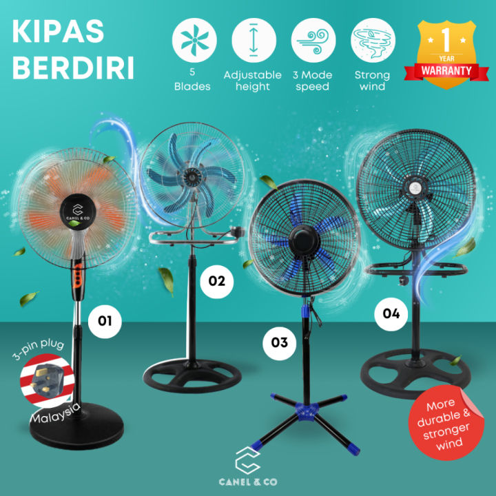 [6 Month Warranty] Ultra Strong Floor Stand Fan 16 & 18 Inch 5 blades 3 ...