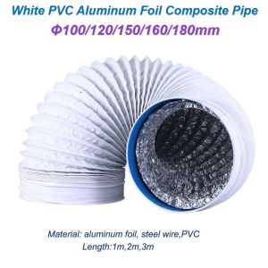 ∅100mm 2m 3m White PVC Composite Pipe Aluminum Foil Ventilation Duct Scalable Smoke Tube Kitchen Rang Hood Flexible Hose