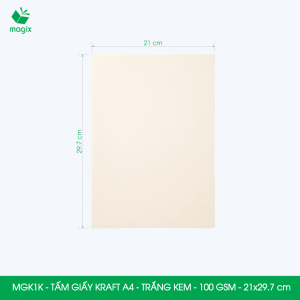 MGK1K - A4 - 100 gsm - 100 tờ giấy kraft trắng kem - Giấy mỹ thuật in ấn làm ruột sổ vẽ phác thảo