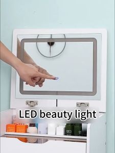 ORDORA 48/60cm Flip-Top vanity table with LED mirror and chair Bedside Multi-Space Drawer Storage Cabinet