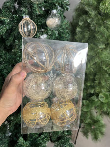 Nuvox Clear Christmas Ball Ornaments 6ct 3.15" 8CM Gold Shatterproof Xmas Ball Decorations Set Decorative Hanging Ornaments for Christmas Tree Home Office Decor Gift for Christmas Party Wedding