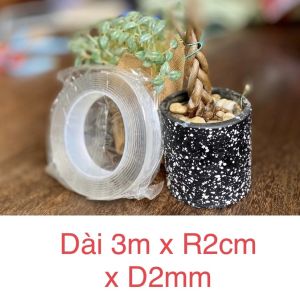 [HCM](Loại 1 Dày 2mm) Băng Keo 2 Mặt Nano Trong Suốt Siêu Dính Dài 3 Mét Có Thể Tái Sử Dụng