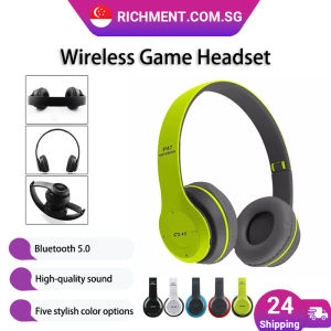 【✅SG Brand】RICHMENT P47 Wireless Bluetooth Over-Ear Headphones with Powerful Bass Sound Stable Wireless Connection Soft Ear Cushions Foldable Lightweight Design TF Card Support AUX Mode Hands-Free Calls and Long-Lasting Battery for Daily Use