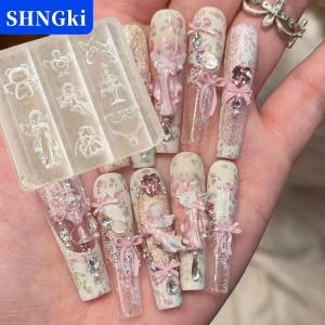 [COD] 🔥🔥🔥SHNGki 3D Baroque thiên thần bướm Cây giáng sinh người tuyết móng tay khuôn tự làm móng tay nghệ thuật trang trí Silicone khắc khuôn làm móng mẫu