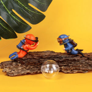 [Chandrae] Sáng Màu Xanh Lá Cây Mini Diver Kawaii Mô Phỏng Nổi Frogman Cho Đồ Trang Trí Hồ Cá Bể Cá Trang Trí Phụ Kiện Hồ Cá