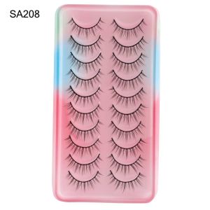 AAYEYIH 10 Pairs Natural Spiky Fake Eyelashes Cat-Eye Makeup Fairy Clusters Cosplay Lashes Anime Lashes Mink Lashes Manga Lashes
