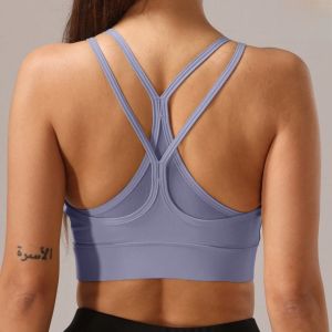 กีฬา SUPERFLOWER ชุดชั้นในสายไขว้หลังสำหรับผู้หญิงเสื้อกล้ามกันกระแทกเหมาะสำหรับการวิ่งและออกกำลังกายชุดชั้นในโยคะพร้อมเบาะหน้าอก