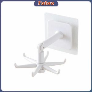 Talao 360 Degrees Rotated Kitchen Hooks Self Adhesive 6 Hooks Wall Door Hook Handbag Clothes